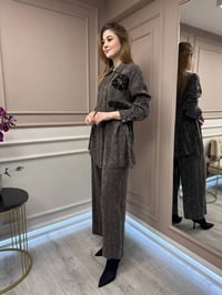 Ghisa 25YGSTKM4598 Kahve Desenli İkili Takım
