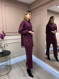 Ghisa 25YGSTKM4851 Mürdüm Düğme Detaylı Takım