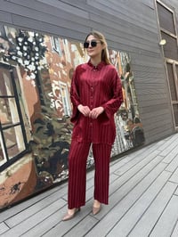 Ghisa 25YGSTKM4964 Bordo Çizgili İkili Takım