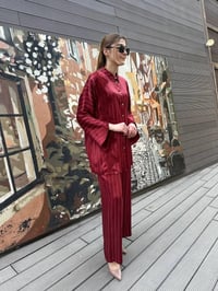 Ghisa 25YGSTKM4964 Bordo Çizgili İkili Takım