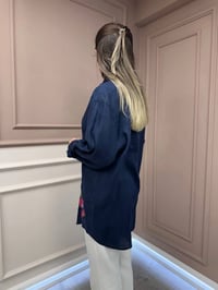 Ghisa 25YGSTNK4036 Lacivert Nakış Detaylı Tunik