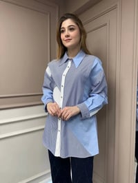 Ghisa 25YGSTNK4513 Koyu Mavi Bloklu Çizgili Tunik