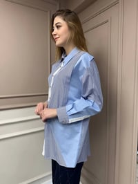 Ghisa 25YGSTNK4513 Koyu Mavi Bloklu Çizgili Tunik