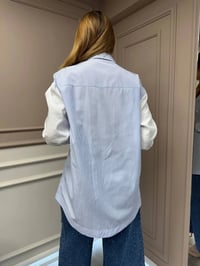 Ghisa 25YGSTNK4617 Mavi Taş Detaylı Çizgili Tunik