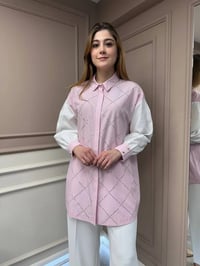 Ghisa 25YGSTNK4617 Pembe Taş Detaylı Çizgili Tunik