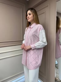 Ghisa 25YGSTNK4617 Pembe Taş Detaylı Çizgili Tunik