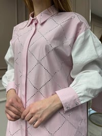 Ghisa 25YGSTNK4617 Pembe Taş Detaylı Çizgili Tunik