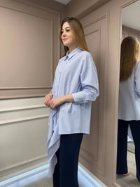 Ghisa 25YGSTNK4627 Açık Mavi Çizgili Tunik