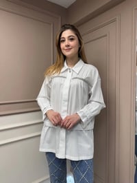 Ghisa 25YGSTNK4864 Beyaz Taşlı Tunik