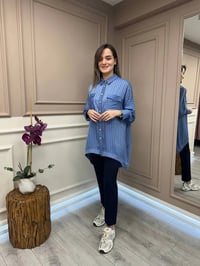 Ghisa 25YGSTNK4871 Mavi Çizgili Tunik