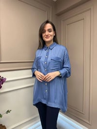 Ghisa 25YGSTNK4871 Mavi Çizgili Tunik