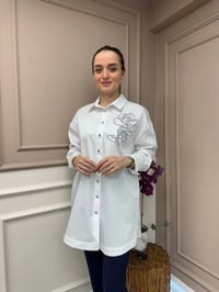 Ghisa 25YGSTNK4932 Beyaz Omzu Detaylı Tunik