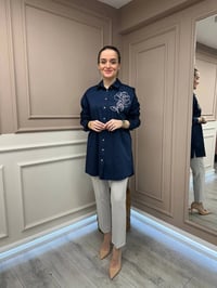 Ghisa 25YGSTNK4932 Lacivert Omzu Detaylı Tunik