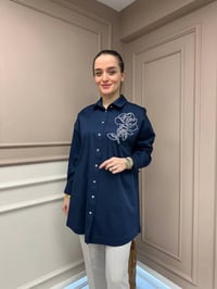 Ghisa 25YGSTNK4932 Lacivert Omzu Detaylı Tunik