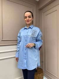Ghisa 25YGSTNK4932 Mavi Omzu Detaylı Tunik