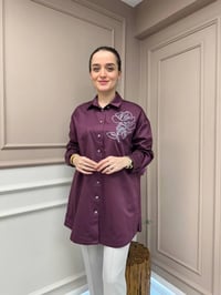 Ghisa 25YGSTNK4932 Mürdüm Omzu Detaylı Tunik