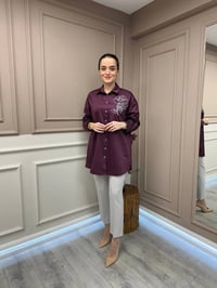 Ghisa 25YGSTNK4932 Mürdüm Omzu Detaylı Tunik
