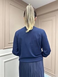 Ghisa 25YOBHRK3143 Lacivert Önü Detaylı Hırka