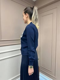 Ghisa 25YOBHRK3143 Lacivert Önü Detaylı Hırka