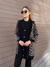 Ghisa 25YÖRHRK3095 Siyah Leopar Desenli Hırka
