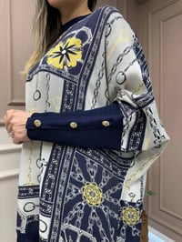 Ghisa 25YÖRTNK4016 Lacivert Zincir Desenli Tunik