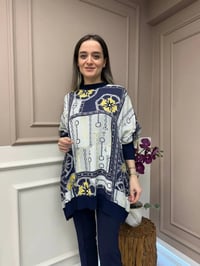 Ghisa 25YÖRTNK4016 Lacivert Zincir Desenli Tunik