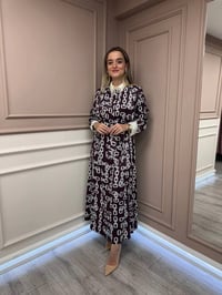 Ghisa 26KGSELB4925 Bordo Zincir Desenli Elbise