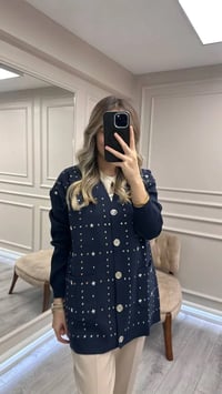 Ghisa 26KGSHRK3301 Lacivert Taş Detaylı Hırka