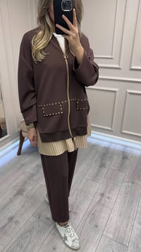 Ghisa 26KGSTKM4066 Kahve Gömlek Detaylı Takım