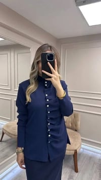 Ghisa 26KOBHRK3294 Lacivert Düğme Detaylı Hırka