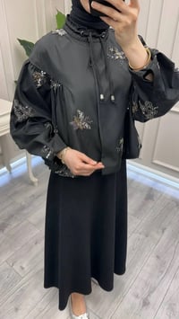 Ghisa 3610C3420 Siyah İşleme Detaylı Kısa Ceket