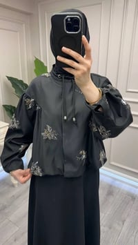 Ghisa 3610C3420 Siyah İşleme Detaylı Kısa Ceket