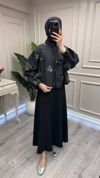 Ghisa 3610C3420 Siyah İşleme Detaylı Kısa Ceket