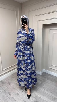 Ghisa 3610E4323 Gri Yakası Taş Detaylı Elbise