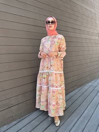 Ghisa 3610E4449 Pembe Desenli Fisto Detaylı Elbise