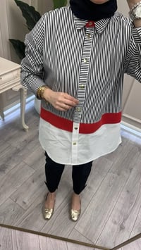 Ghisa 3610G4429 Siyah Ribana Detaylı Gömlek