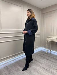 Ghisa 3610T2700 Siyah Bilek Ve Yaka Detaylı Trenç