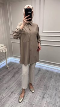 Ghisa 3610T4299 Bej Çizgi ve Cep Detaylı Tunik