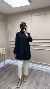 Ghisa 3610T4299 Lacivert Çizgi ve Cep Detaylı Tunik