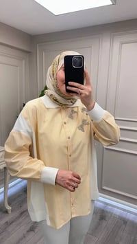 Ghisa 3610T4327 Sarı Yakası Taş Detaylı Tunik