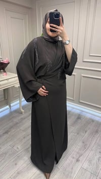 Ghisa 3610T9187 Kahve İç Elbiseli Abaya