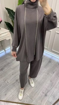 Ghisa 3610T9241 Açık Kahve Fermuar Detaylı İkili Takım