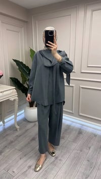 Ghisa 3610T9359 Koyu Gri Şal Yaka Detaylı Takım