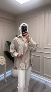 Ghisa 3611G4430 Haki Brode Detaylı Gömlek