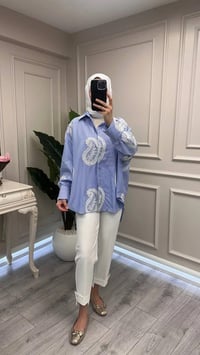 Ghisa 3611G4430 Mavi Brode Detaylı Gömlek