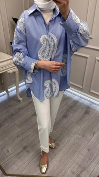 Ghisa 3611G4430 Mavi Brode Detaylı Gömlek