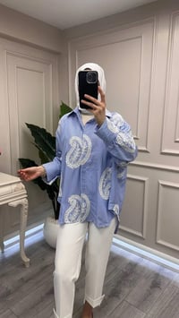 Ghisa 3611G4430 Mavi Brode Detaylı Gömlek