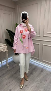 Ghisa 3611G4432 Pembe Baskı Detaylı Gömlek