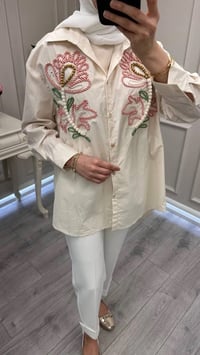 Ghisa 3611G4433 Bej Nakış İşlemeli Gömlek