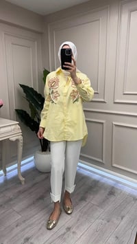 Ghisa 3611G4433 Sarı Nakış İşlemeli Gömlek